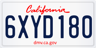 CA license plate 6XYD180