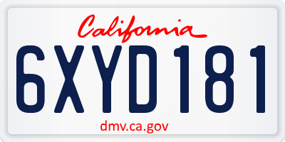 CA license plate 6XYD181