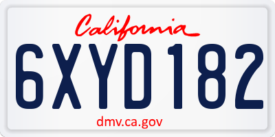 CA license plate 6XYD182