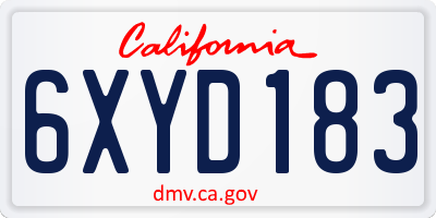 CA license plate 6XYD183