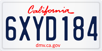 CA license plate 6XYD184