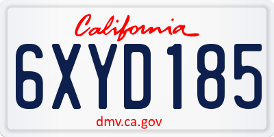 CA license plate 6XYD185
