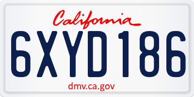 CA license plate 6XYD186
