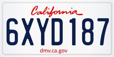CA license plate 6XYD187