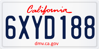 CA license plate 6XYD188