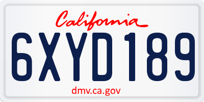 CA license plate 6XYD189