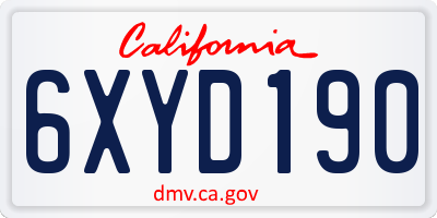 CA license plate 6XYD190