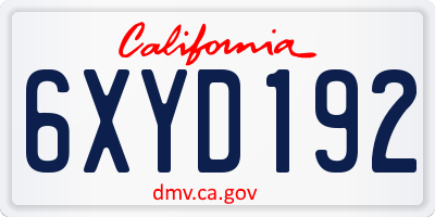 CA license plate 6XYD192