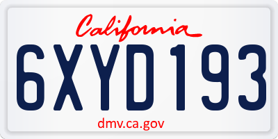 CA license plate 6XYD193