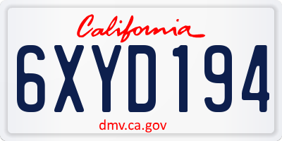 CA license plate 6XYD194