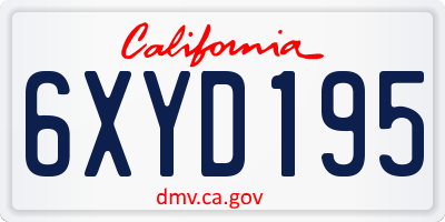CA license plate 6XYD195