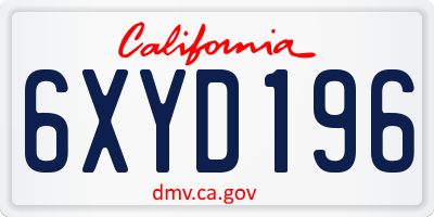 CA license plate 6XYD196