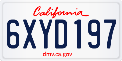 CA license plate 6XYD197
