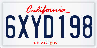 CA license plate 6XYD198