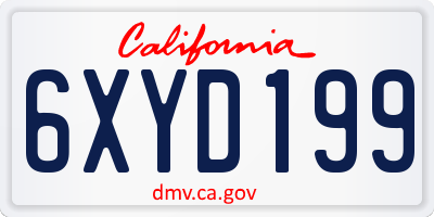 CA license plate 6XYD199