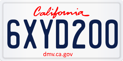 CA license plate 6XYD200