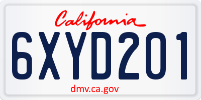 CA license plate 6XYD201