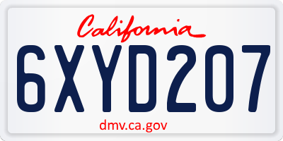 CA license plate 6XYD207