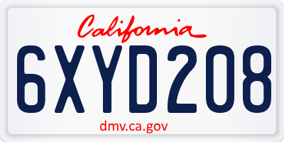 CA license plate 6XYD208