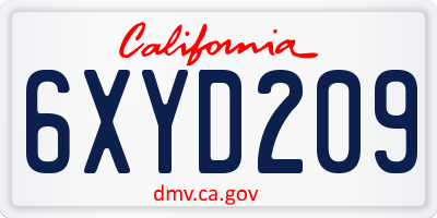 CA license plate 6XYD209