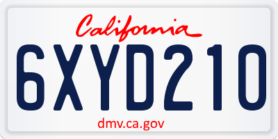 CA license plate 6XYD210