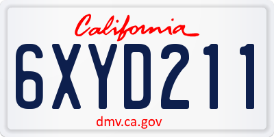 CA license plate 6XYD211
