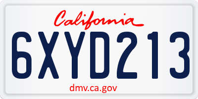 CA license plate 6XYD213