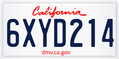 CA license plate 6XYD214