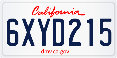 CA license plate 6XYD215