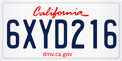 CA license plate 6XYD216