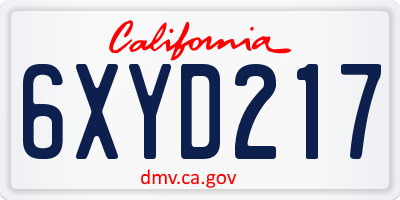 CA license plate 6XYD217
