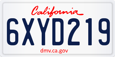 CA license plate 6XYD219