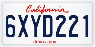 CA license plate 6XYD221