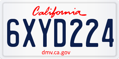 CA license plate 6XYD224