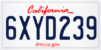 CA license plate 6XYD239