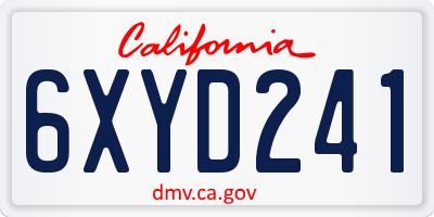CA license plate 6XYD241