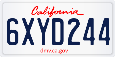 CA license plate 6XYD244