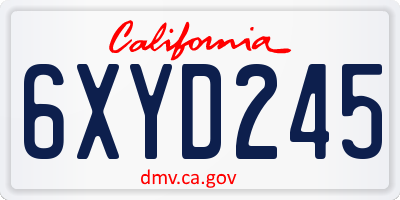 CA license plate 6XYD245