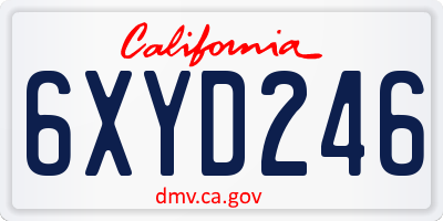 CA license plate 6XYD246
