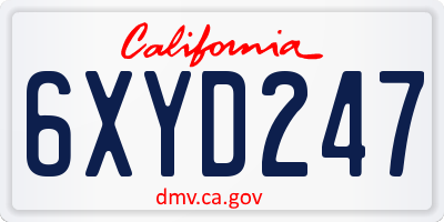 CA license plate 6XYD247