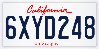 CA license plate 6XYD248