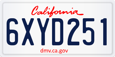 CA license plate 6XYD251