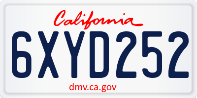 CA license plate 6XYD252