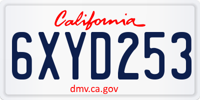 CA license plate 6XYD253