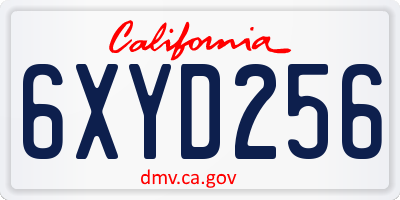 CA license plate 6XYD256