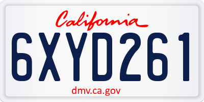 CA license plate 6XYD261