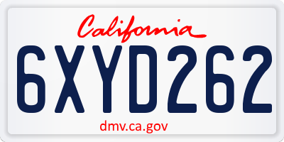 CA license plate 6XYD262