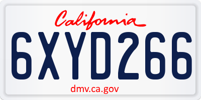CA license plate 6XYD266