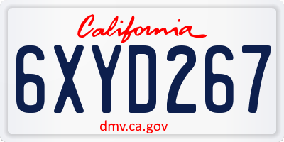 CA license plate 6XYD267