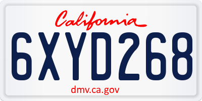 CA license plate 6XYD268